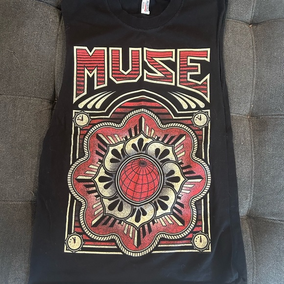 Alstyle Black Muscle Tee with Red and Gold Design - Picture 1 of 1